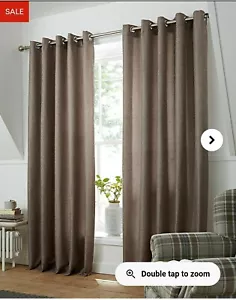 John Lewis Luxus Kupfer/Mokka Korbgeflecht Struktur Design Ösen Vorhänge Gefüttert - Bild 1 von 8