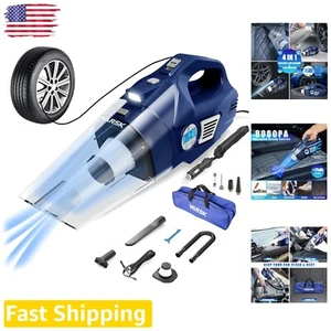 High Power Car Vacuum Cleaner with Tire Inflator & LED Light - 12V DC, 15FT Cord - Picture 1 of 9