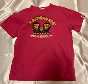 A Bathing Ape Bape kids short sleeve T-shirt 130 approx. 7T Pink Milo Family - Picture 1 of 22