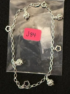 84. 10" Sterling Silver Flower Bracelet, 3mm, 4.91 - Picture 1 of 1