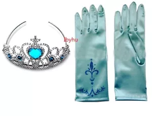 UK Lager neu Elsa Snow QUEEN Party KOSTÜM hellblau Handschuhe + 5 Kristallkronen - Bild 1 von 1