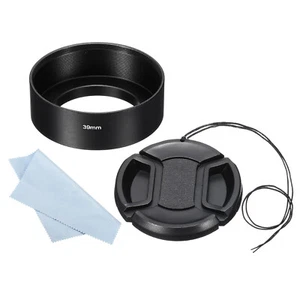 39mm Lens Hood, Standard Focus Inside Hood with 52mm Lens Cap and Cloth - Picture 1 of 7