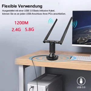 1200 Mbps WLAN Stick Dual Band 2.4GHz / 5GHz WIFI Dongle USB Wireless Adapter. - Bild 1 von 13