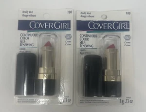2 COVERGIRL CONTINUOUS COLOR SELF RENEWING REALLY RED 180 LIPPENSTIFT EINGESTELLT - Bild 1 von 4