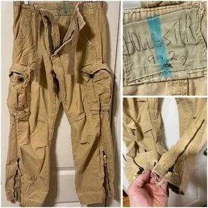 Hollister HOC-22 Y2K Cargo Military Paratrooper Pants Tan Khaki Sz L 31” Inseam - Picture 1 of 18