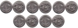 Curacao - 5 pcs х 5 Cents 2025 UNC Lemberg-Zp - Picture 1 of 2