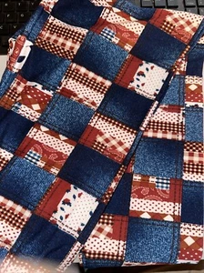 Neu Mix Leggings Einheitsgröße Patchwork Denim Print Stretch weich High Waist Hose - Bild 1 von 3