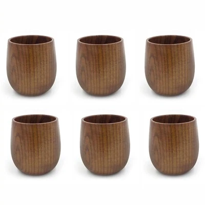 6件装木制茶杯水咖啡杯日本禅宗式茶杯4盎司S-4079x6 — 第 1/4 张图片