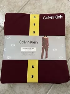 Calvin Klein Women's 2-Piece Long Sleeve Crew Neck Top and Pant Set, Red, S - Picture 1 of 2