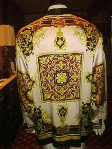 VINTAGE MEN JOEY RICHI BLACK LABEL SILK SHIRT GREEK BEAUTIFUL PRINT LARGE/XLARGE - Picture 1 of 4