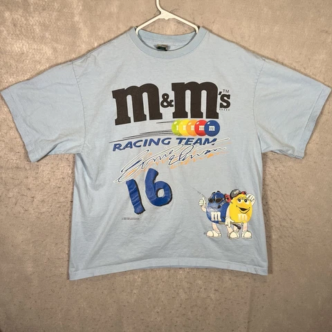 A1 VTG 90s M&M Nascar Ernie Irvan Racing Team T Shirt Adult 2XL XXL Blue Mens Cover
