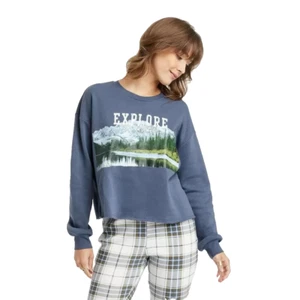 Womens Explore Graphic Sweatshirt Blue XL - Picture 1 of 1