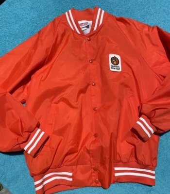 Chaqueta De Colección Naranja y Blanco Satinado Estilo Deportivo Cosecha Dorada Lg Vellón EE. UU. Foto 1 de 4
