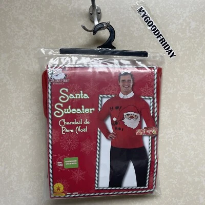 Suéter de Papá Noel Rojo Rubí Disfraz Adulto, Rojo, Adulto Mediano Foto 1 de 4