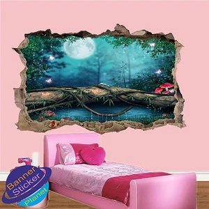 FAIRY FANTASY FOREST WALL STICKERS 3D ART POSTER ROOM DECOR DECAL MURAL ZY6 - Picture 1 of 3
