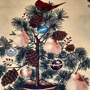 Vintage Partridge in a Pear Tree Weihnachten Wandhänge Wandteppich unfertig 53x40"" - Bild 1 von 9