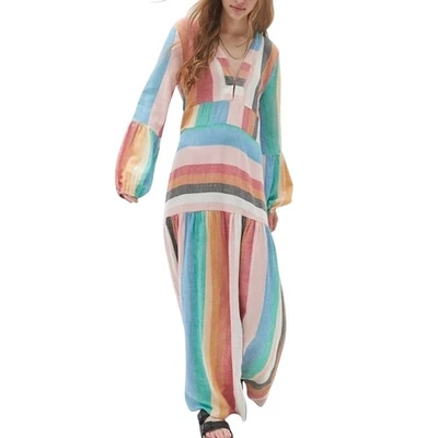 Billabong x Sincerely Jules Mix It Up Rainbow Stripe Maxi Dress Lim Ed Size S - Image 1 of 4