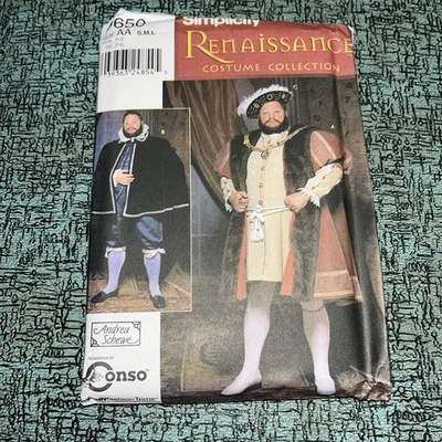 Simplicity 9650 S M L costume pattern UNCUT Elizabethan King Henry Renaissance - Image 1 of 2