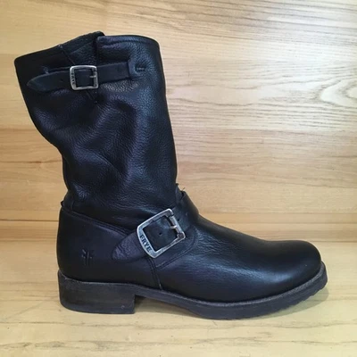 Botas cortas de cuero holgadas Frye Veronica para mujer talla 7,5 negras moto informales Foto 1 de 4