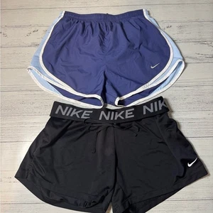 Nike Mujer Lote de 2 Pantalones Cortos de Correr Azul y Negro Conjunto Talla Mediana - Imagen 1 de 10