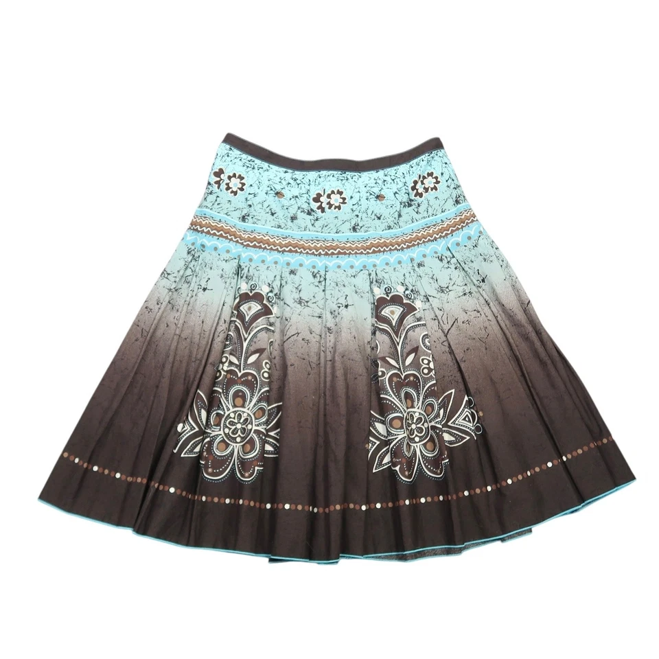 Falda Vintage Años 90 Esprit Azul y Marrón Estampado Ombre Hasta la Rodilla 6 Foto 1 de 4