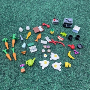 Lego Household Items Lot - Food Kitchen Stereo Money Keyboard Newspaper, Etc - Picture 1 of 5