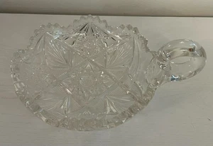 Antique Cut Glass Candy Dish with Smooth Handle 7.25" long - Picture 1 of 7