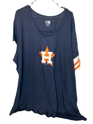 Houston Astros New Era Navy Jersey V-Neck Women's Size 4X - Image 1 of 4