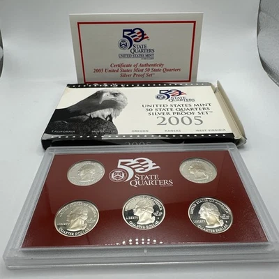 2005 United States Mint 50 State Quarters Silver Proof Set W/COA & BOX - Image 1 of 4