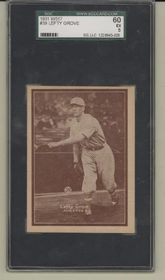 1931 W517 #39 Lefty Grove Philadelphia Athletics HOF BROWN VARIATION SGC 5 - Image 1 of 2