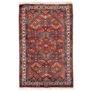 Hamedan 95x60 CM Tappeto Persiano Annodato a Mano Oriente Lana Tappeto Rosso - Picture 1 of 7