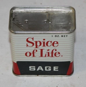 Vintage 1940er Gewürz des Lebens Salbei Gewürzdose Minneapolis Minnesota rot und weiß - Bild 1 von 4