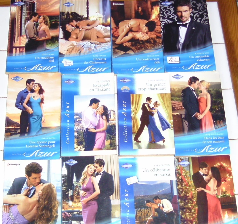 Lot de 12 livres harlequin "azur" - Photo 1/1