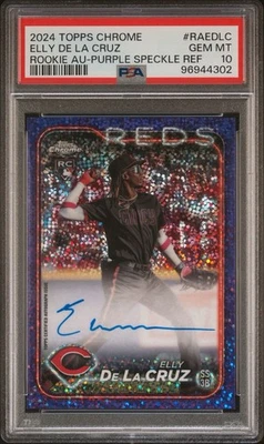2024 Topps Chrome Elly De La Cruz Purple Speckle Rookie Auto /299 PSA 10 - Image 1 of 3