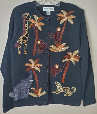 老式丛林动物毛衣长颈鹿猴子大象豹维多利亚港 — 第 1/4 张图片