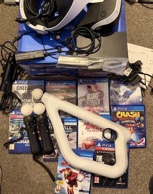 Sony PlayStation PS4 VR headset, games, gun and controllers Mega Pack Bundle - Image 1 of 4