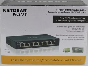 Sealed NETGEAR ProSafe FS108 8-Port 10/100 Mbps Fast Ethernet Desktop Switch - Picture 1 of 11