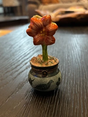 Caja Limoges - Francia - Rochard - Maceta Amaryllis Peint Main *CHIPEADO Foto 1 de 4