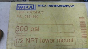 Wika instrument 300 PSI 1/2" NPT Lower Mount Gauge 9834869 Type 232.34 4.5" - Picture 1 of 3