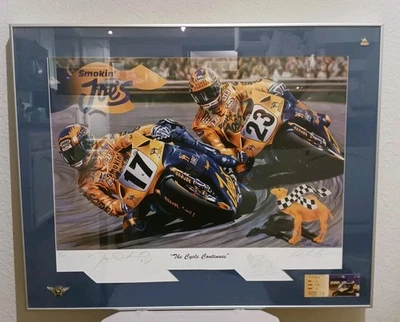 Impresión de camello Honda Racing firmada por Miguel Duhamel #17 artista Tim Berry Daytona Foto 1 de 4