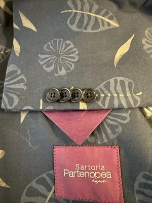 SARTORIA PARTENOPEA Blue Floral Cotton Jacket Blazer EU 50   US 40 size XS - Image 1 of 4