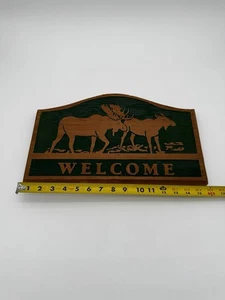 Letrero de bienvenida Rústico Moderno Twin MOOSE Verde y Madera - Imagen 1 de 2