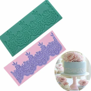 Silikon Spitze Blume Rand Glasur Fondant Kuchen Zuckermatte Dekorationsform 01 - Bild 1 von 8