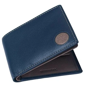 Navy Blue Bifold RFID Blocking Leather Men's Wallet Premium Quality NEW - Picture 1 of 7