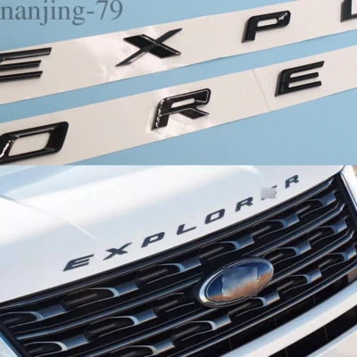For 2011-2024 Explorer Sport Pkg Hood Emblem Letters Decal Gloss Black outline - Image 1 of 4