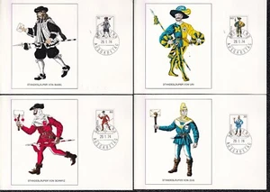 ODZ&ENDZ SWITZERLAND MEDIEVAL POSTAL COURIERS, SET OF 4 FDC CARDS 1/29/1974 729 - Picture 1 of 2