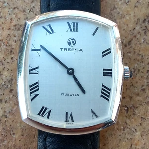TRESSA Square Tank Manual Wind Vintage Steel 30mm Rare Wristwatch - Picture 1 of 11