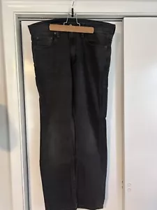Levis 522 Jeans Mens 33x30 Black Solid Stretch Denim Slim Tapered Tag - Picture 1 of 5
