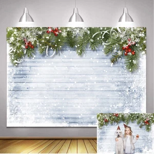 Árbol de Navidad Invierno Nieve Madera Telón de Fondo Invierno Navidad Noche Fiesta Decoración - Imagen 1 de 9