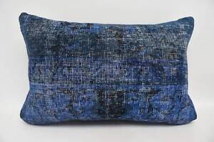 Turkish Kilim Pillow, 16"x24" Blue Cushion Case, Turkish Pillow